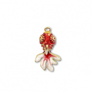 Ciondoli in ottone Eco-brass&reg; pesce oro-rosso-bianco