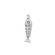Metallo TQ in ottone ciondolo pesce argento-arancione