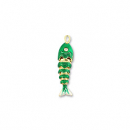 Ciondoli in ottone Eco-brass&reg; pesce oro-verde-bianco