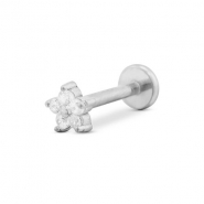 Piercing all'orecchio in acciaio inossidabile fiore argento