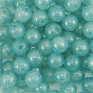 Perline di vetro con glitterato 8mm turchese blu-oro