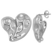 Componenti in acciaio inossidabile orecchini cuore con anellino argento
