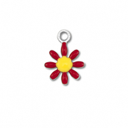 Ciondoli in acciaio inossidabile fiore argento-rosso scuro-giallo