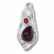 Ciondoli di metallo DQ irregolare argento antico (privo di nichel)-viola-rosso