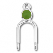 Ciondoli di metallo DQ distanziatore argento antico (privo di nichel)-verde oliva