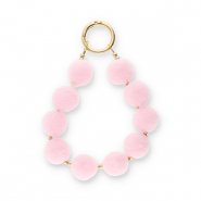 Portachiavi pompon rosa chiaro-oro