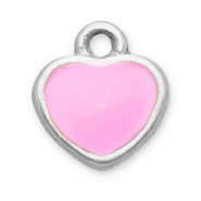 Ciondoli in acciaio inossidabile cuore argento-rosa