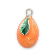 Ciondoli in acciaio inossidabile kumquat argento-arancione-verde