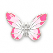 Perline in acciaio inossidabile farfalla argento-rosa-bianco