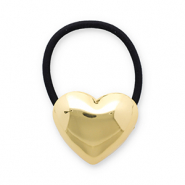 Accessori per capelli elastici per capelli con metallo cuore oro-nero