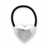 Accessori per capelli elastici per capelli con metallo cuore argento-nero