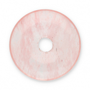 Perline in pietra naturale Agata donut 16mm rosa-trasparente