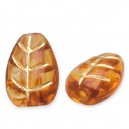 Perline in acrilico foglia marrone cognac-oro