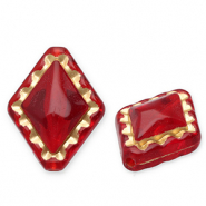 Perline in acrilico rombo rosso-oro
