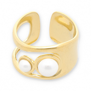 Anelli in acciaio inossidabile perle oro-bianco