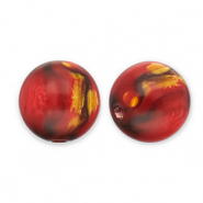 Perline in acrilico con glitterato 12 mm rosso-oro