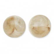 Perline in acrilico 12mm tonda beige marrone-bianco