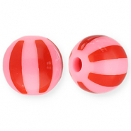 Perline in acrilico 12 mm con strisce rosa-rosso