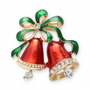 Broches campanelle di natale oro-rosso-verde