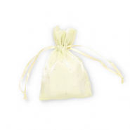 Sacchetti in raso con strass giallo vaniglia-argento