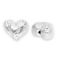 Perline in acciaio inossidabile cuore con strass argento-trasparente