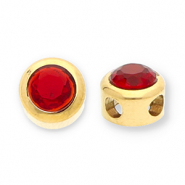 Perline in acciaio inossidabile rondella con strass oro-rosso