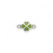 Ciondoli di metallo DQ distanziatore quadrifoglio argento antico-verde (privo di nichel)