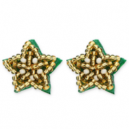 Orecchini alla moda stella oro-bianco-verde