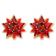 Orecchini alla moda stella rosso-argento-marrone
