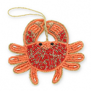 Pendenti trendy granchino arancio corallo-rosso-oro