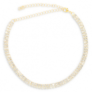 Metallo TQ in ottone girocollo con strass oro-cristallo