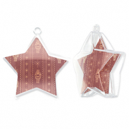 Ornamento trasparente stella trasparente-rosso porto-beige