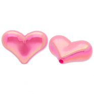 Perline in acrilico cuore rosa scuro-rivestimento AB