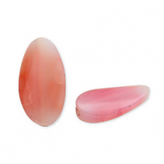 Perline in pietra naturale Calcedonio & Quarzo ovale rosso corallo-trasparente