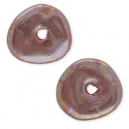 Perline di ceramica greca DQ donut malva scuro