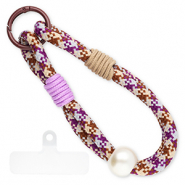 Cordini per cellulare trendy incl. toppa di fisaggio viola-marrone-beige-grigio-bianco avorio