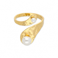 Anelli in acciaio inossidabile con perle oro-bianco