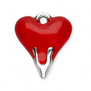 Ciondoli in acciaio inossidabile cuore argento-rosso