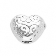 Perline in acciaio inossidabile cuore argento