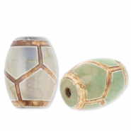 Perline di pietra naturale Calcedonio tubo verde-beige-marrone
