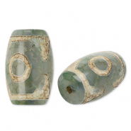 Perline di pietra naturale Calcedonio tubo verde-beige-marrone