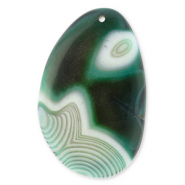 Perline in pietra naturale Agata ovale multicolore verde-nero-bianco