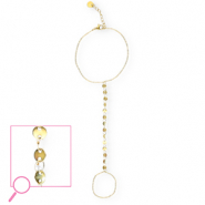 Bracciale baciamano in acciaio inossidabile piccole monete oro