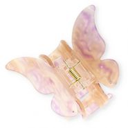 Accessori fermaglio per capelli farfalla con anellini beige-malva marmo