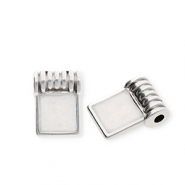 Ciondoli di metallo DQ&reg; quadrato argento antico-bianco madreperla (privo di nichel)