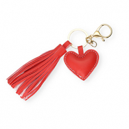 Portachiavi cuore con nappe rosso-oro