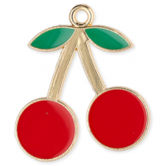 Ciondoli di metallo ciliegie oro-rosso-verde