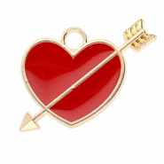 Ciondoli di metallo cuore con freccia oro-rosso