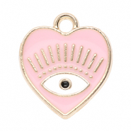 Ciondoli di metallo cuore occhio della provvidenza oro-rosa chiaro-bianco