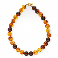 BY31&reg; Collane di perline acrilico 16mm lucido marrone ambra-oro